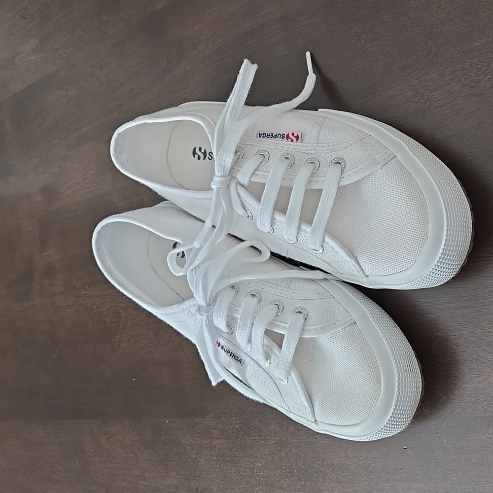 White Superga Lace Up Sneakers Size 38